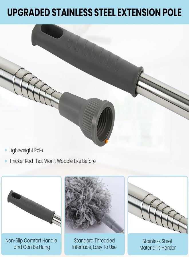 Maxoshine Microfiber Feather Duster | Bendable & Extendable Fan Cleaning Duster | Home Tools Cleaning for High Ceiling Windows Furniture | 100 Inch (Grey) - Image 3